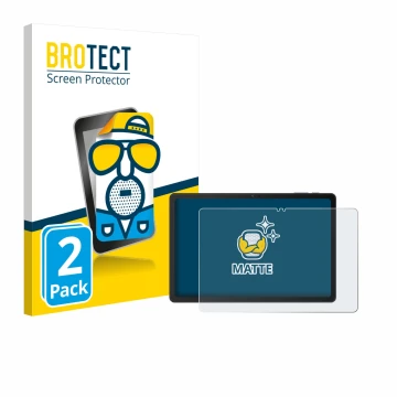 Front side of a product packaging with the brand logo BROTECT. Next to it is the device VALE Tablet V11E LTE shown with the co