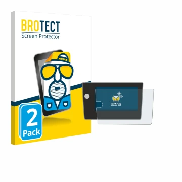 Front side of a product packaging with the brand logo BROTECT. Next to it is the device Volkswagen Polo Life 2024 shown with t