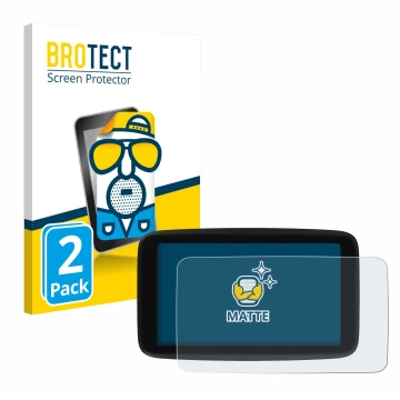 Front side of a product packaging with the brand logo BROTECT. Next to it is the device TomTom GO Classic 5