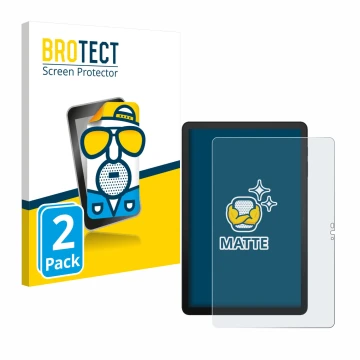 Front side of a product packaging with the brand logo BROTECT. Next to it is the device Telekom T Tablet 2 shown with the corr