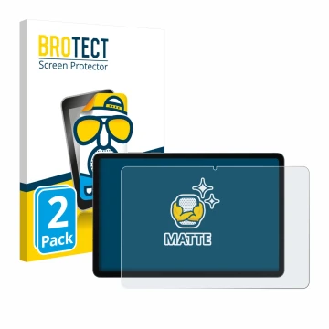 Front side of a product packaging with the brand logo BROTECT. Next to it is the device Samsung Galaxy Tab S11 shown with the 