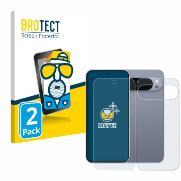Front side of a product packaging with the brand logo BROTECT. Next to it is the device Google Pixel 10 Pro XL (Front+Back) sh