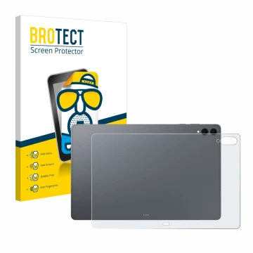 Front side of a product packaging with the brand logo BROTECT. Next to it is the device Samsung Galaxy Tab S11 Ultra (Back) sh