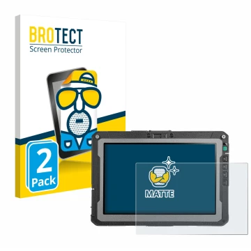 Front side of a product packaging with the brand logo BROTECT. Next to it is the device Getac ZX10 G2 shown with the correspon