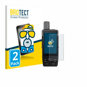 Front side of a product packaging with the brand logo BROTECT. Next to it is the device Garmin GPSMAP H1 shown with the corres