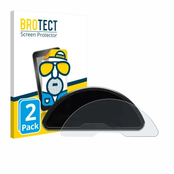 Front side of a product packaging with the brand logo BROTECT. Next to it is the device motogadget motoscope pro shown with th