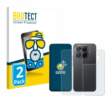 Front side of a product packaging with the brand logo BROTECT. Next to it is the device Xiaomi 15T Pro (Front+Back) shown with