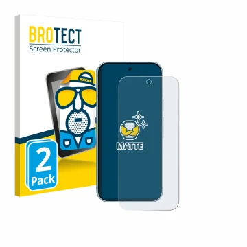 Front side of a product packaging with the brand logo BROTECT. Next to it is the device Google Pixel 9 (case-friendly) shown w