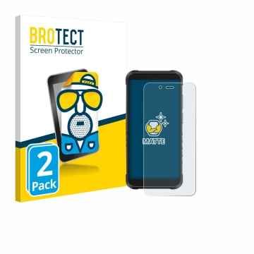 Front side of a product packaging with the brand logo BROTECT. Next to it is the device Ulefone RugKing shown with the corresp