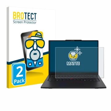 Front side of a product packaging with the brand logo BROTECT. Next to it is the device Lenovo ThinkPad L13 Gen 6 shown with t