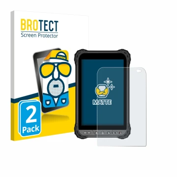 Front side of a product packaging with the brand logo BROTECT. Next to it is the device Zoomsmart A8004 Series shown with the 