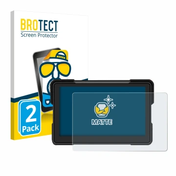 Front side of a product packaging with the brand logo BROTECT. Next to it is the device Airpuxem Motorrad Carplay 7