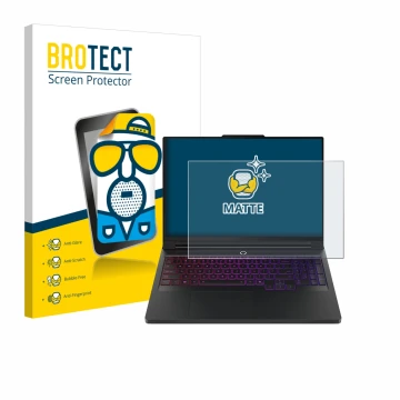 Front side of a product packaging with the brand logo BROTECT. Next to it is the device Lenovo Legion Pro 7 Gen 10 16