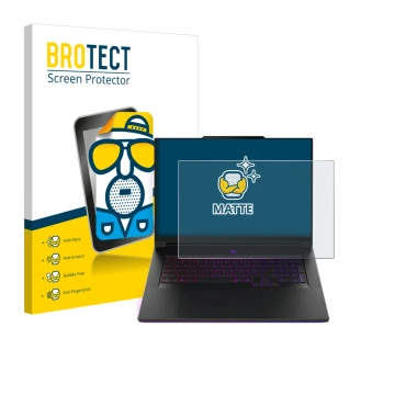 Front side of a product packaging with the brand logo BROTECT. Next to it is the device Lenovo Legion 9i Gen 10 18