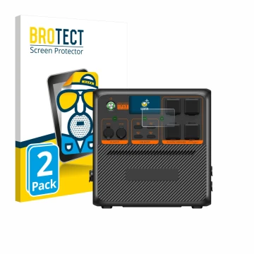 Front side of a product packaging with the brand logo BROTECT. Next to it is the device Bluetti AC240P shown with the correspo