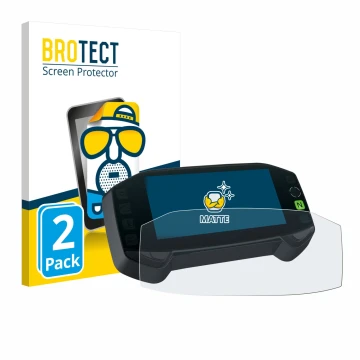 Front side of a product packaging with the brand logo BROTECT. Next to it is the device Suzuki DR-Z4S 2025 shown with the corr
