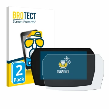 Front side of a product packaging with the brand logo BROTECT. Next to it is the device Ducati Multistrada V2 2025 shown with 