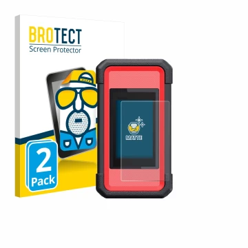 Front side of a product packaging with the brand logo BROTECT. Next to it is the device Launch X431 SmartLink C V2.0 shown wit