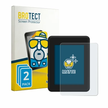 Front side of a product packaging with the brand logo BROTECT. Next to it is the device Neodrives simplyDisplay shown with the
