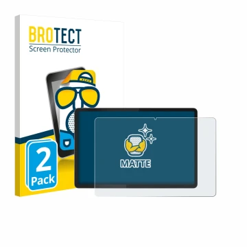 Front side of a product packaging with the brand logo BROTECT. Next to it is the device Lenovo Idea Tab Plus 12.1