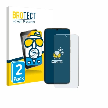 Front side of a product packaging with the brand logo BROTECT. Next to it is the device Honor Magic 8 shown with the correspon