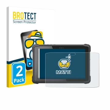 Front side of a product packaging with the brand logo BROTECT. Next to it is the device Hematec SolidTab G99 10