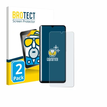 Front side of a product packaging with the brand logo BROTECT. Next to it is the device Samsung Galaxy A07 shown with the corr