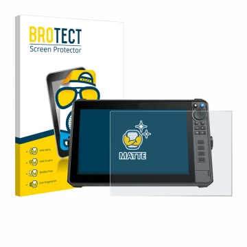 Front side of a product packaging with the brand logo BROTECT. Next to it is the device Lowrance HDS-12 Pro shown with the cor