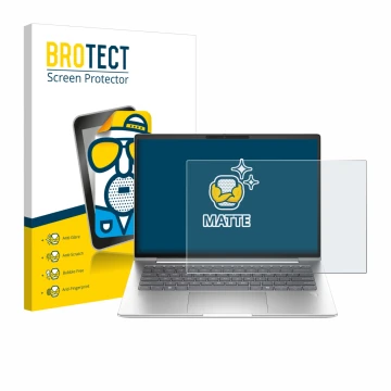 Front side of a product packaging with the brand logo BROTECT. Next to it is the device HP ProBook 4 G1a 14