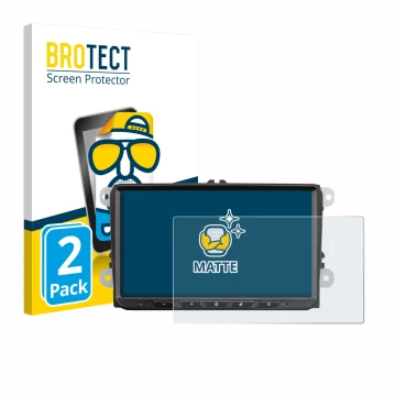 Front side of a product packaging with the brand logo BROTECT. Next to it is the device Zenec Z-E2065 shown with the correspon