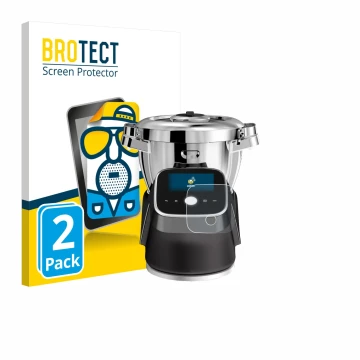 Front side of a product packaging with the brand logo BROTECT. Next to it is the device Moulinex i-Companion Touch Pro shown w
