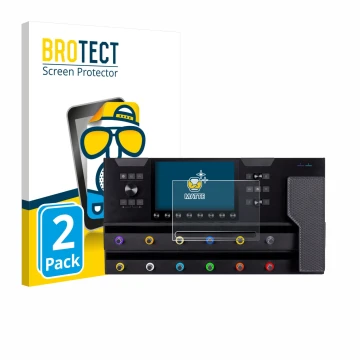 Front side of a product packaging with the brand logo BROTECT. Next to it is the device Line 6 Helix Stadium XL shown with the
