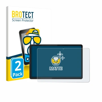 Front side of a product packaging with the brand logo BROTECT. Next to it is the device Lenovo Tab K12 ZAGJ0153SE shown with t