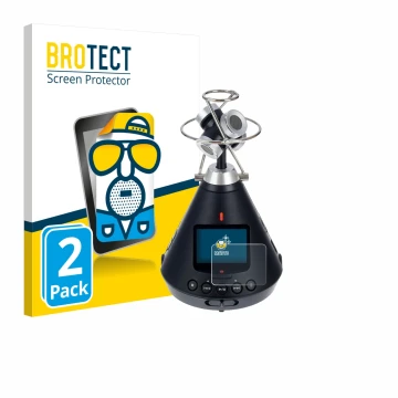 Front side of a product packaging with the brand logo BROTECT. Next to it is the device Zoom H3-VR shown with the correspondin