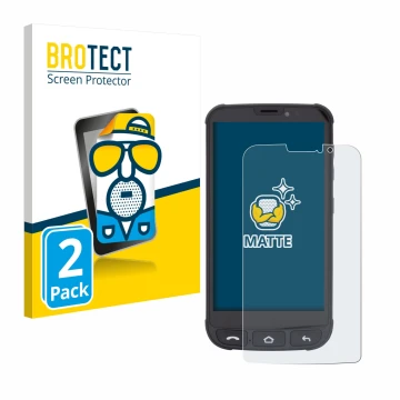 Front side of a product packaging with the brand logo BROTECT. Next to it is the device Olympia Neo Mini shown with the corres