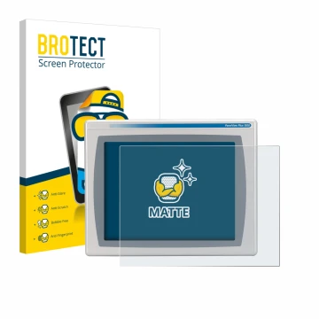 Front side of a product packaging with the brand logo BROTECT. Next to it is the device Allen Bradly HMI AB 2711P-RDT15C shown