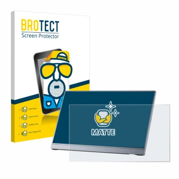 Front side of a product packaging with the brand logo BROTECT. Next to it is the device Arzopa Z3FC 16.1