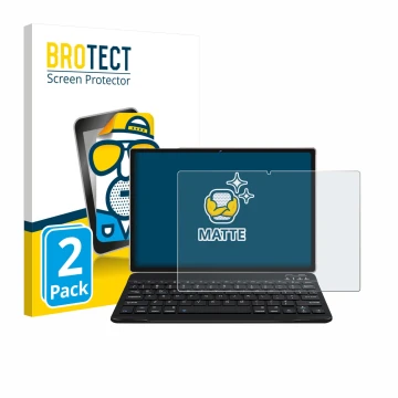 Front side of a product packaging with the brand logo BROTECT. Next to it is the device DEERTiME E9 10.1