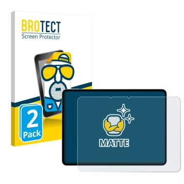 Front side of a product packaging with the brand logo BROTECT. Next to it is the device realme Pad 3 shown with the correspond