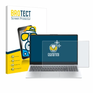 Front side of a product packaging with the brand logo BROTECT. Next to it is the device HP OmniBook 3 14