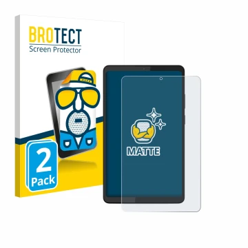 Front side of a product packaging with the brand logo BROTECT. Next to it is the device Lenovo Tab K9 shown with the correspon