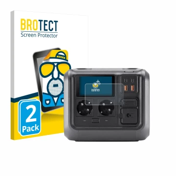 Front side of a product packaging with the brand logo BROTECT. Next to it is the device DJI Power 500 shown with the correspon