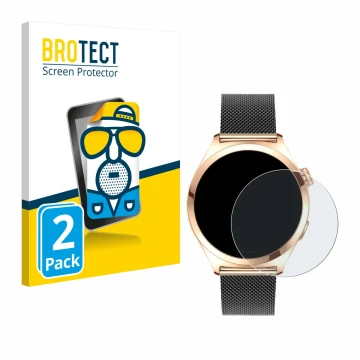 Front side of a product packaging with the brand logo BROTECT. Next to it is the device Niolina Smartwatch 1.27