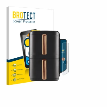 Front side of a product packaging with the brand logo BROTECT. Next to it is the device Ninja Double Stack XL sl400eu shown wi