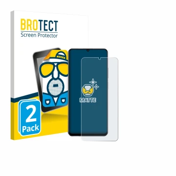 Front side of a product packaging with the brand logo BROTECT. Next to it is the device realme Note 70 shown with the correspo