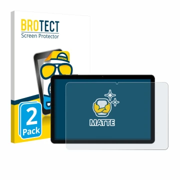 Front side of a product packaging with the brand logo BROTECT. Next to it is the device Doogee Tab G5 shown with the correspon