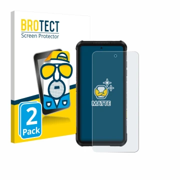 Front side of a product packaging with the brand logo BROTECT. Next to it is the device Ulefone RugOne Xever 7 Pro shown with 