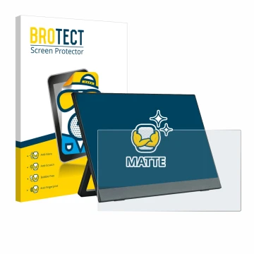 Front side of a product packaging with the brand logo BROTECT. Next to it is the device Anmite A140W03 14