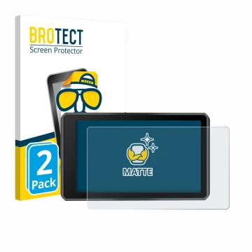 Front side of a product packaging with the brand logo BROTECT. Next to it is the device Garmin zumo XT3 4.7