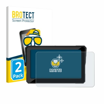 Front side of a product packaging with the brand logo BROTECT. Next to it is the device Carpuride W702 Plus 7